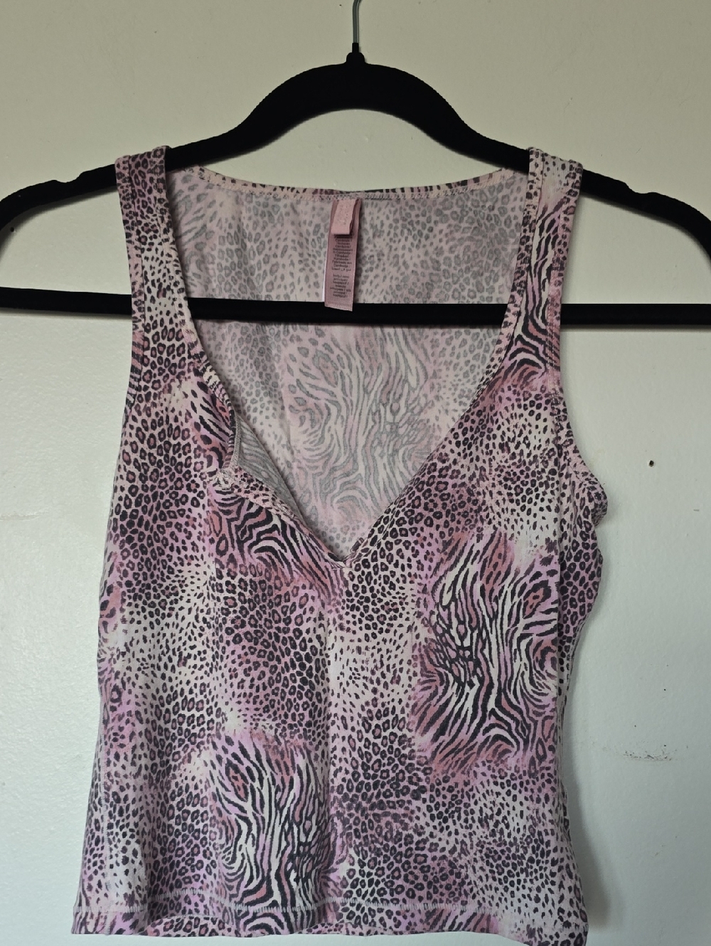 SKIMS Pink Animal Print V-Neck Tank Top